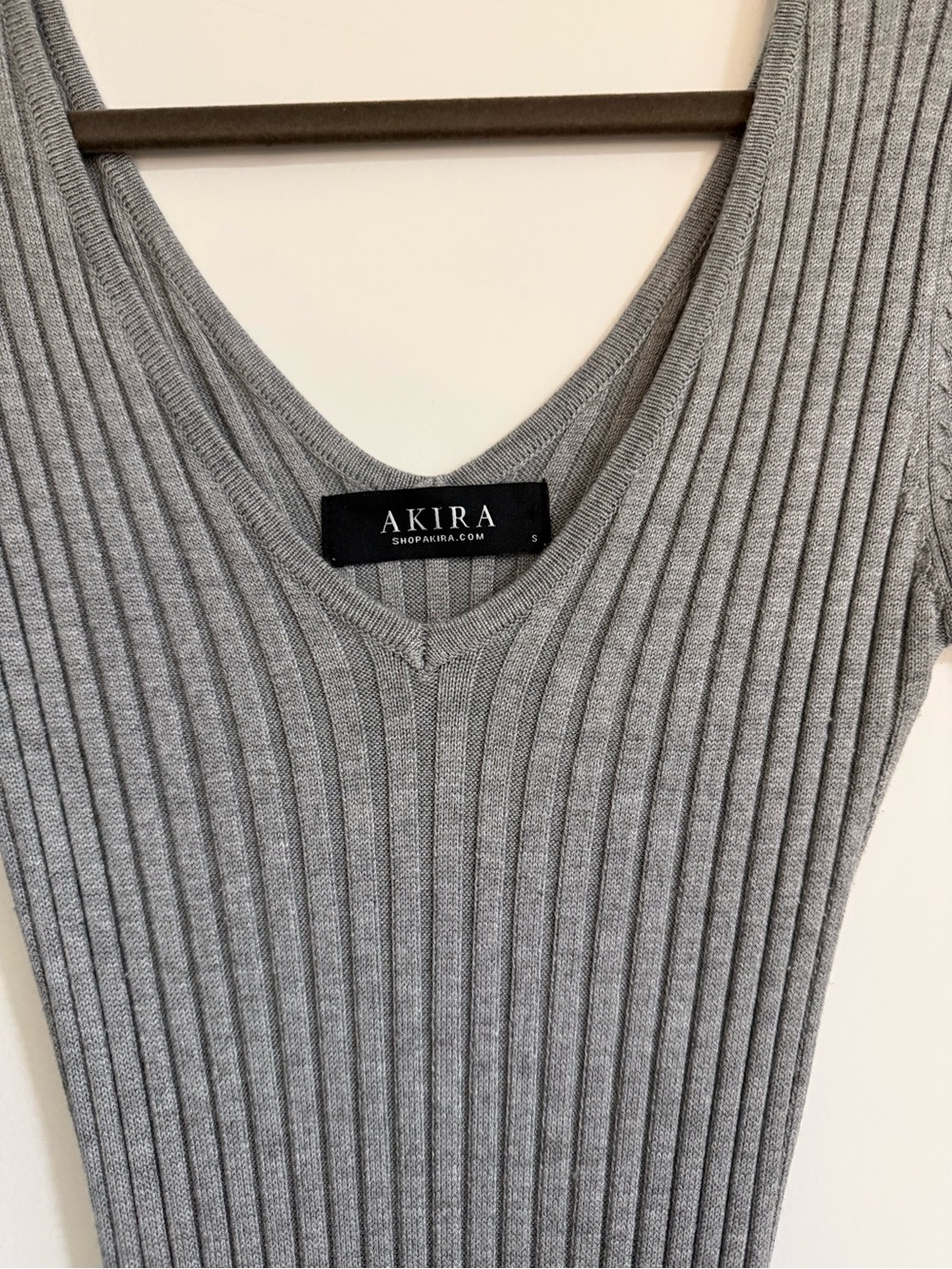 AKIRA Heather Gray Ribbed Knit Long Sleeve Bodycon Midi Dress | Small - Picture 7 of 9